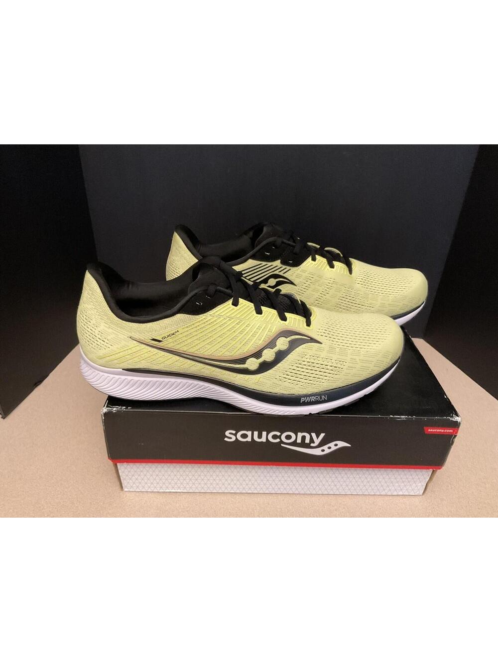 New! Mens Saucony Guide 14 Keylime/Gravel Running Shoes. Size 15. Awesome Shoes!